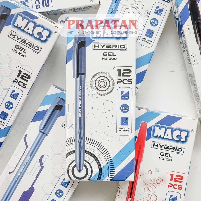 

Macs Hybrid Gel Pen 0.5mm 1 BOX ISI 12PCS Pena Jel Pulpen