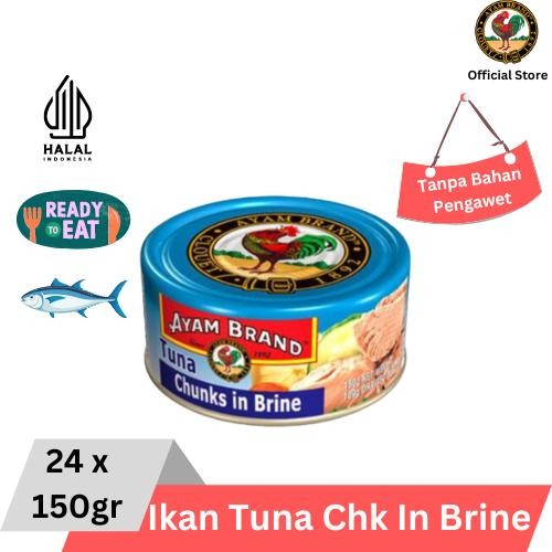 

READY AYAM BRAND IKAN TUNA KALENG CHUNK IN BRINE 24 PCS 150G
