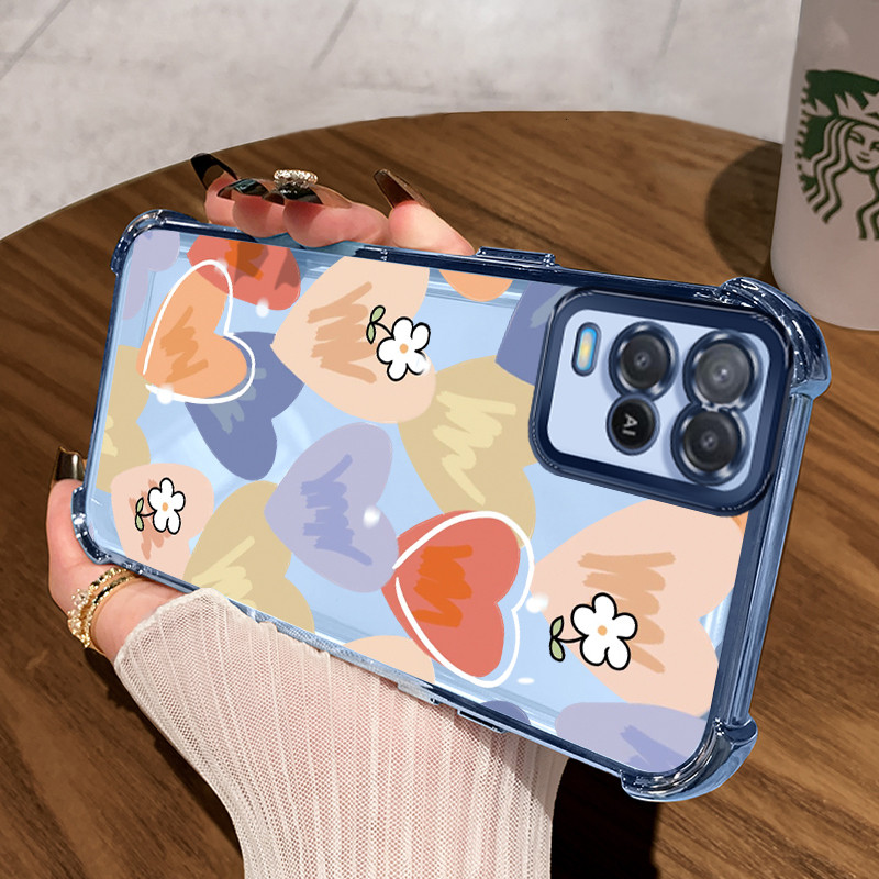 Casing Hp untuk OPPO A54 Case Cesing Pelindung Hati warna Morandi Silikon Softcase HP Kasing Kesing 