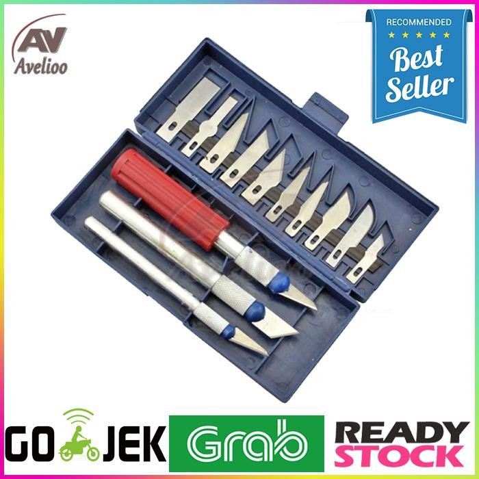 

Set Alat Pisau Ukir Seni 13 in 1 Crafting Art Knife with 3 Handle