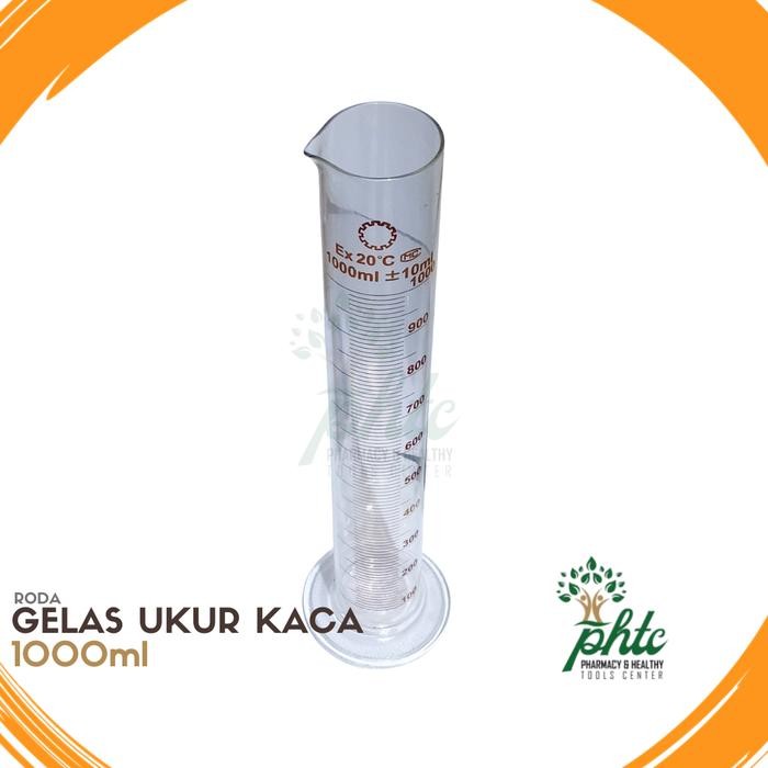 Roda Gelas Ukur 1000Ml L Gelas Ukur Kaca 1000 Ml L Alat Ukur Cairan