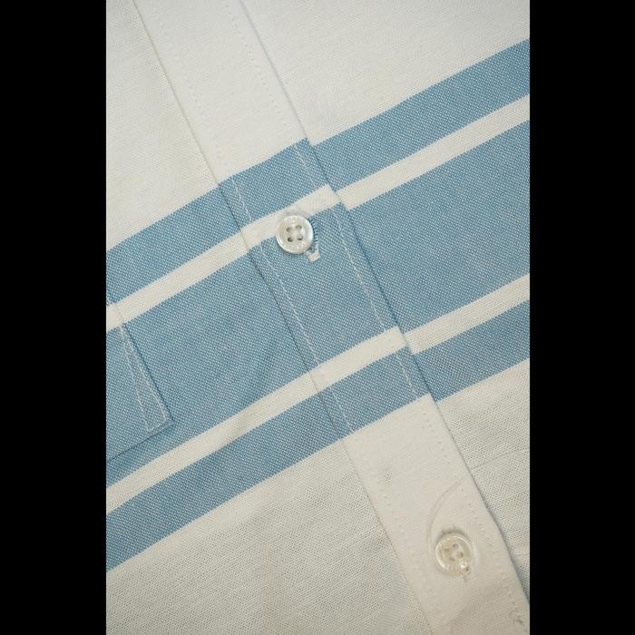 Stanley Adams Kemeja Pria Formal Lengan Pendek Reguler Fit Putih Motif Grafik Biru Muda Hem Pria