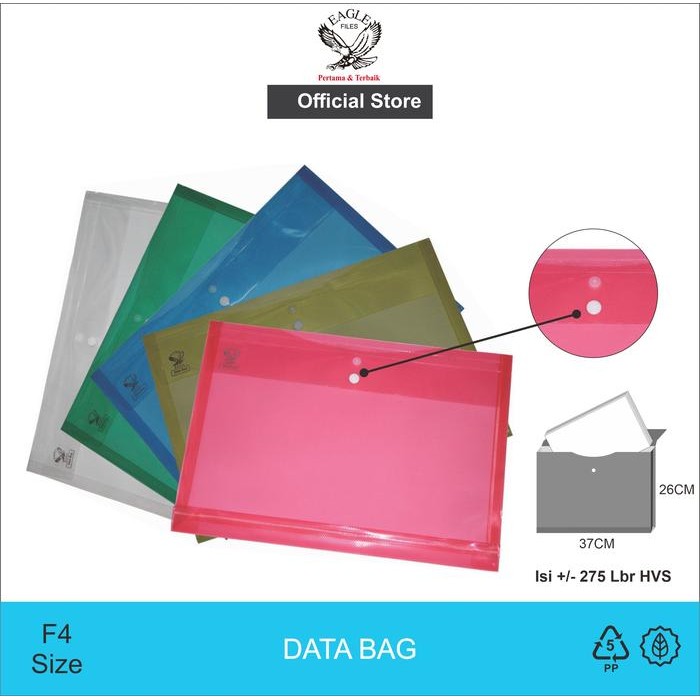 

EAGLE FILES Map Plastik Kancing Bening Punggung F4 (Folio) / Data Bag / Map Dokumen Horizontal