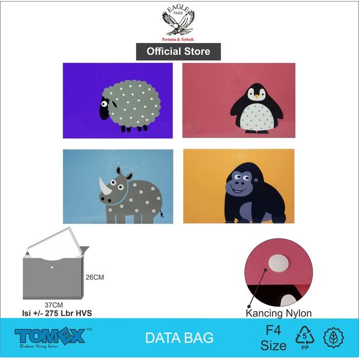 

EAGLE Map Plastik Kancing / Data Bag / Document Bag File Motif Cute Animal Folio