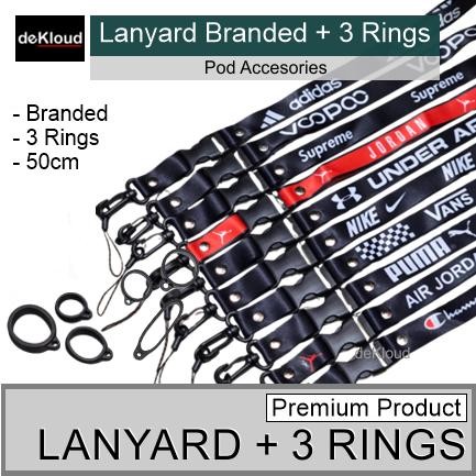 

Universal Branded Lanyard With 3 Rings tali gantungan vaped podx tag id