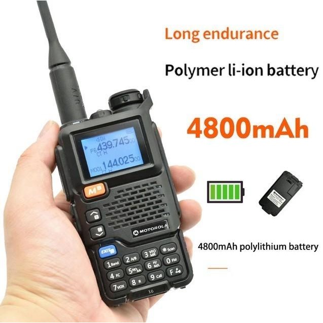 HANDY TALKIE MOTOROLA X6 RADIO HT MOTOROLA X6 10WATT DUAL BAND UHF/VHF 4800MAH