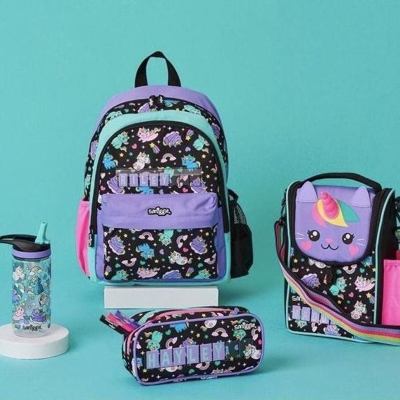 Jual Smiggle Junior Cat Unicorn Black customize name Backpack/ Tas Ransel