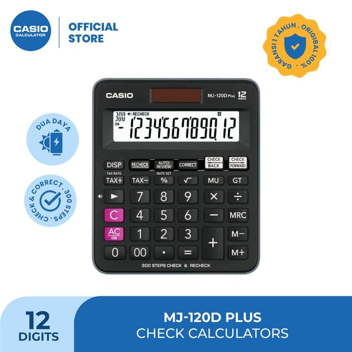 

CASIO CALCULATOR MJ-120DPLUS - Kalkulator Toko/Dagang - Fungsi Recheck - 12 digit Plastik Keys