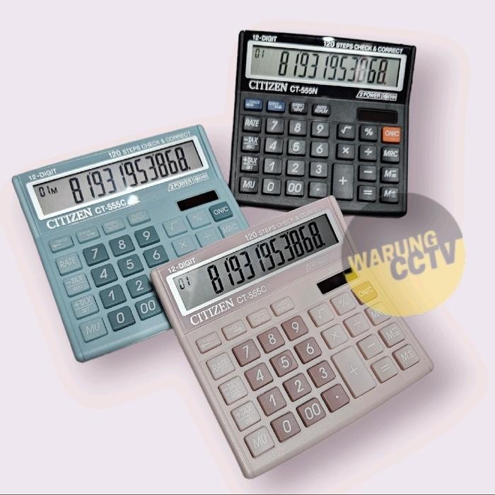 

KALKULATOR CITIZEN CT-555N calculator dagang 12 digit check correct pink mint pastel hitam