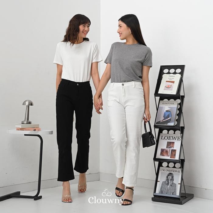 TERLARIS Clouwny Soira Denim Pants Celana Panjang Wanita Jeans Hitam READY STOCK