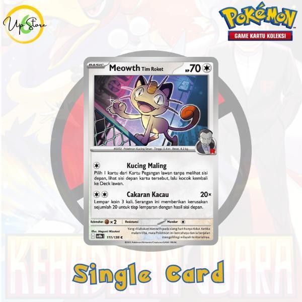 Meowth tim Roket - 111/138 - Kehadiran Juara (sv10s) - Kartu Pokemon Indonesia
