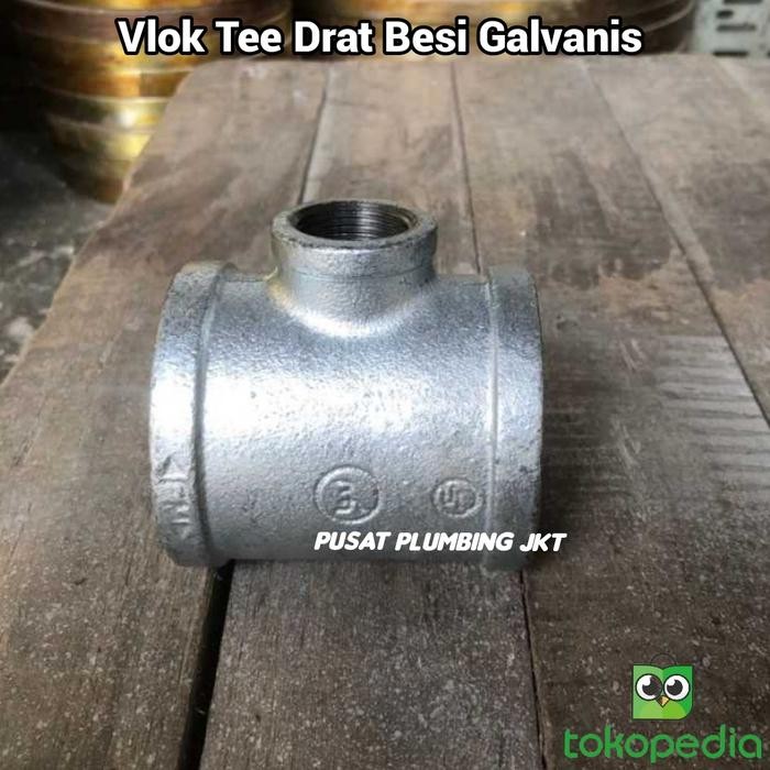 ready Vlok Tee Drat Besi Galvanis 2" x 1" inch / Tee Drat Galvanis / Tee Drat Besi Galvanis
