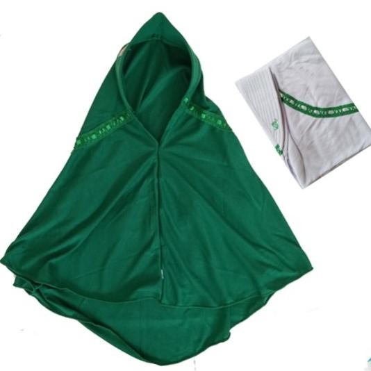 (Allthebest) Jilbab Sekolah MI / Hijab Anak SD Islam Warna Hijau Putih Polos
