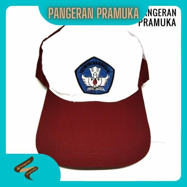 (Allthebest) Topi Sd merah putih bordir biru tutwuri