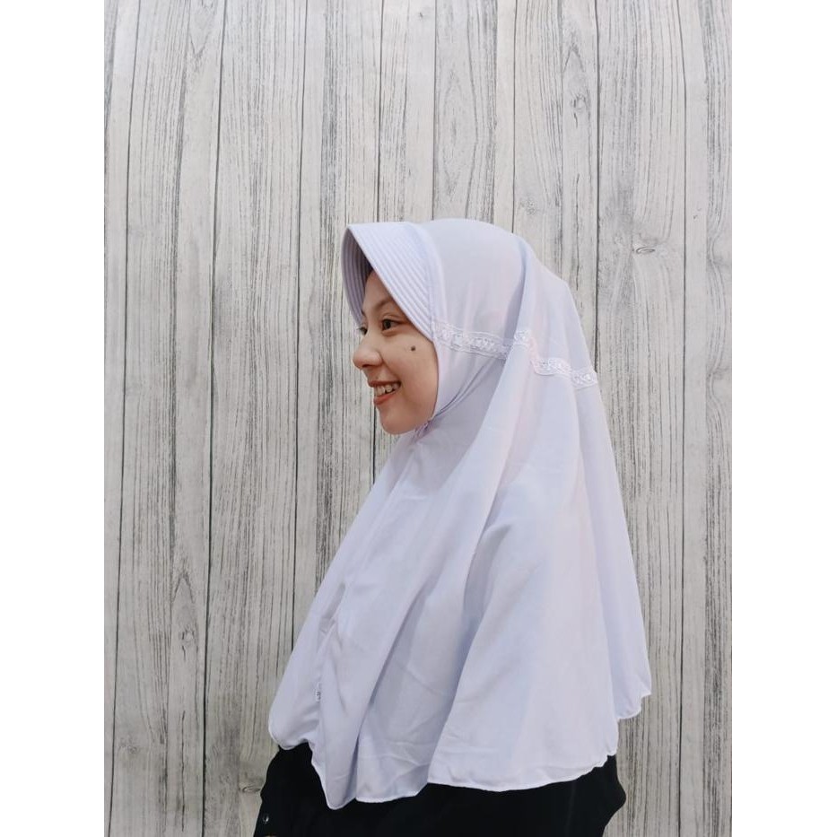 (Allthebest) Hijab instan BERGO ANAK SEKOLAH SMP/MTS Muslim Kerudung Serut Renda