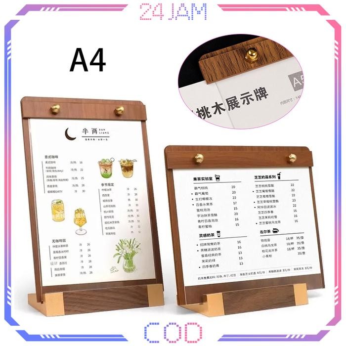 

Baru Menu Holder Kayu A4 Papan Menu Cafe Stand Meja Standing Menu Kayu