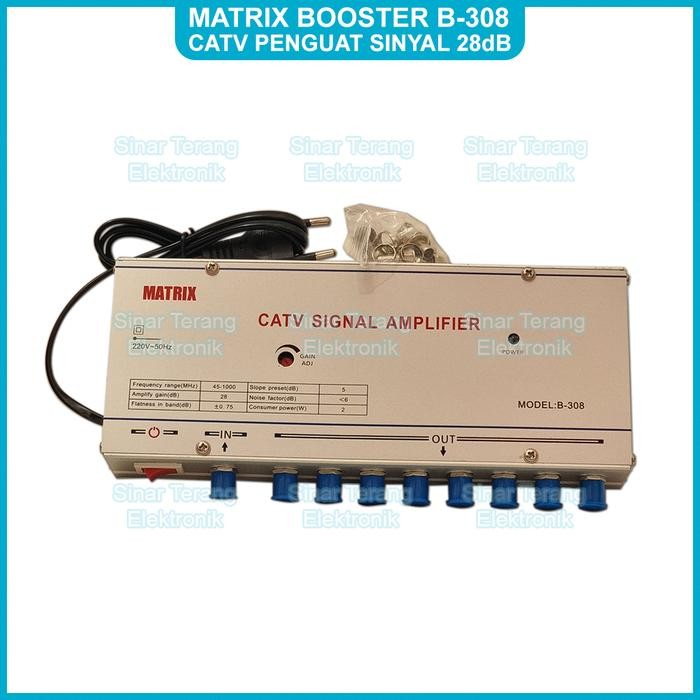 Matrix Booster TV B-308 CATV Penguat Sinyal TV 8 untuk Cabang