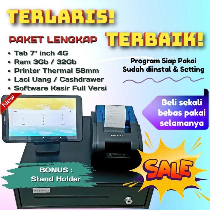 Paket mesin kasir android toko kelontong cafe restoran kosmetik salon