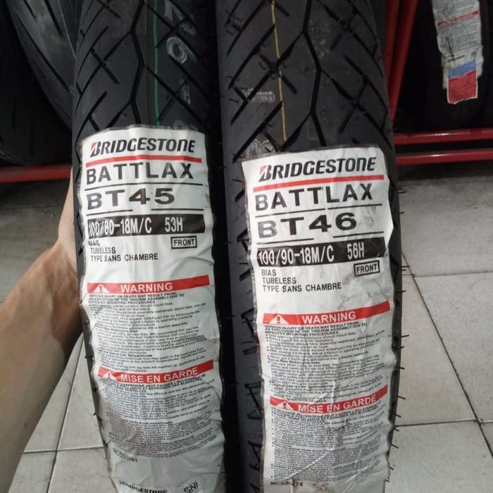 Paketan Ban Luar Bridgestone Battlax Bt45 Uk100/80-18&Bt46 Uk100/90-18