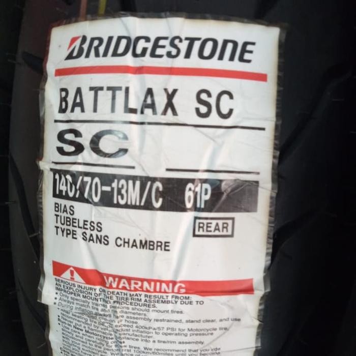 Ban Luar Bridgestone Battlax Sc Ukuran 140 /70-13 Battlax Tubeless