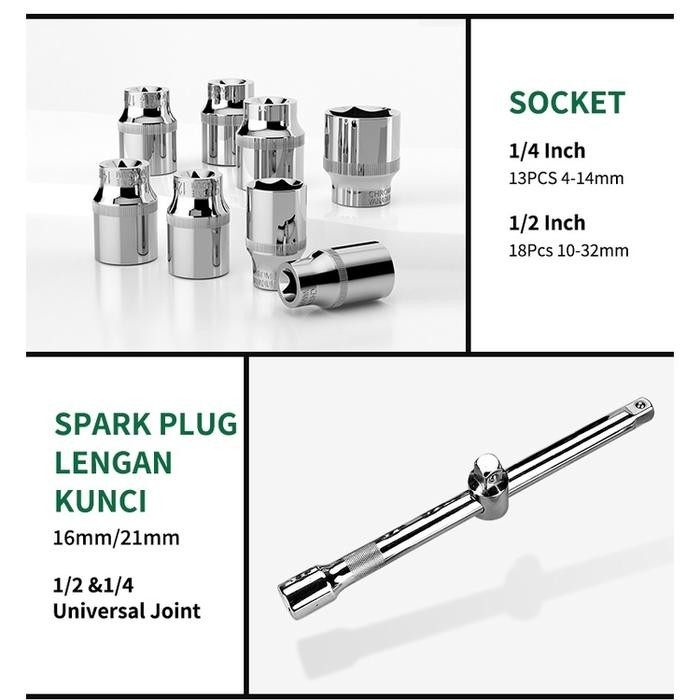 Isku Tool Set 82Pcs Kunci Shock Set Kunci Ring Pas Alat Set Dan Kunci Pas Rachet Socket Set