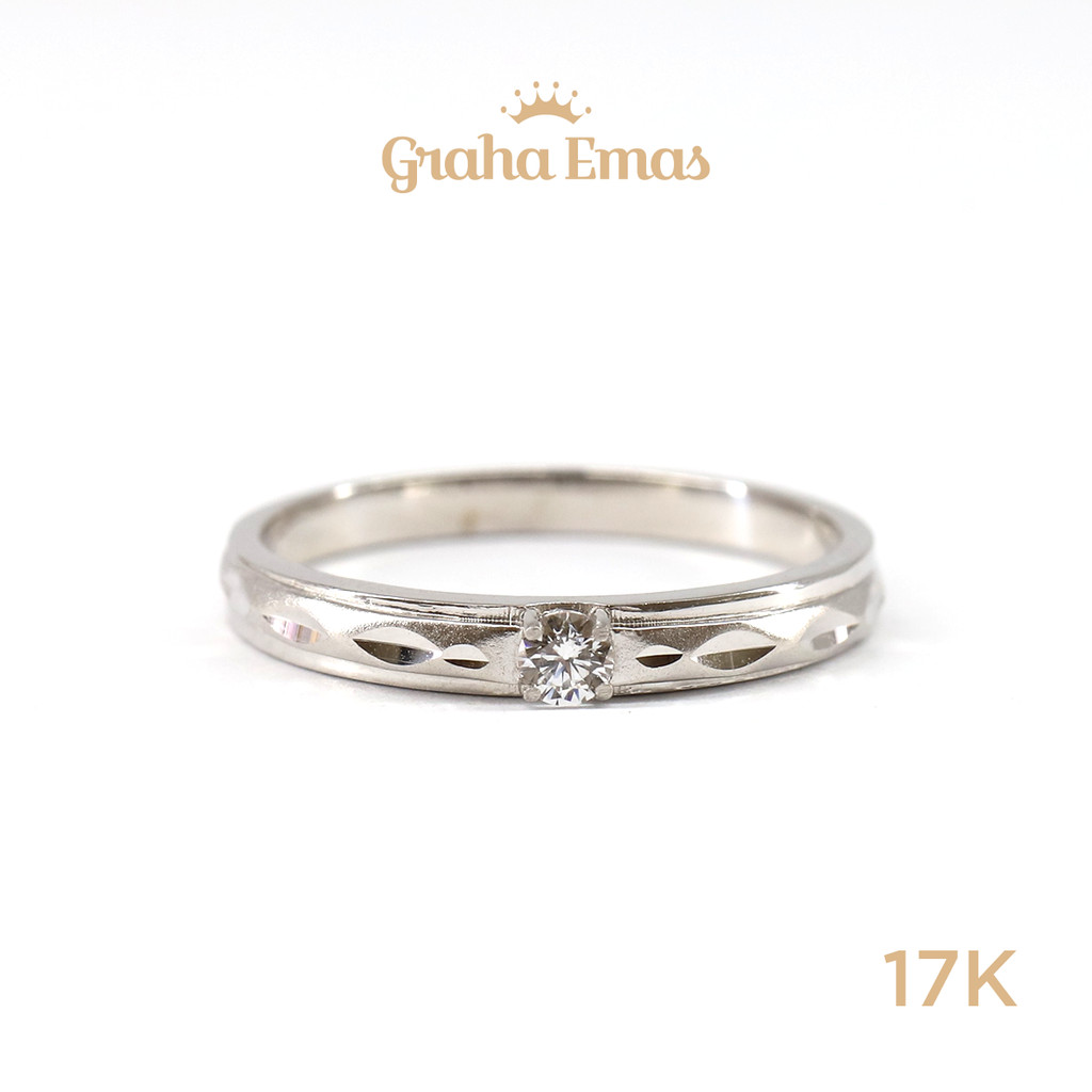 Graha Emas Cincin Emas Putih Bentuk 17K - White Gold Model Ring 17 Carat M1739