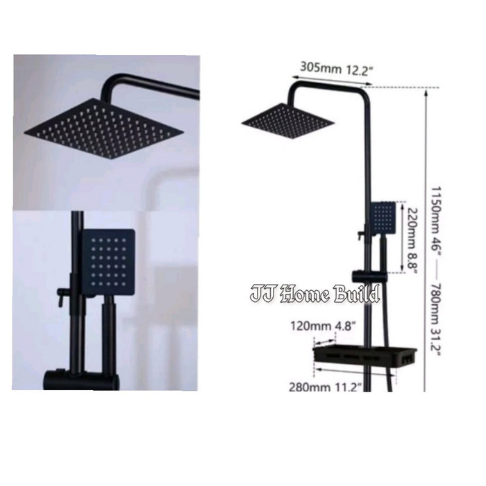 Shower Tiang Black/Hitam/Dingin/Panas Dingin/Shower Column/Shower Set