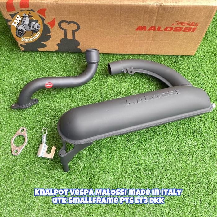 Knalpot Malossi banana hitam utk vespa smallframe pts dkk