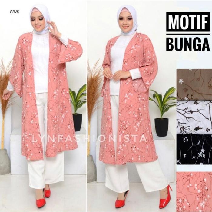 Outer Wanita Muslimah Motif Bunga/Cardigan Pantai Adem Murah/Rose