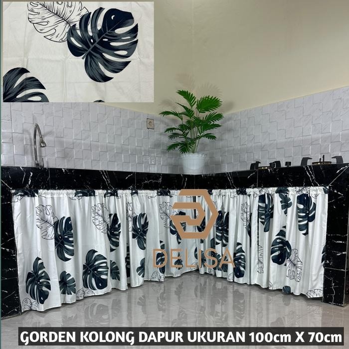 GORDEN KOLONG DAPUR MINIMALIS BONUS TALI UKURAN 100X70 CM KAIN DEKORASI CURTAIN