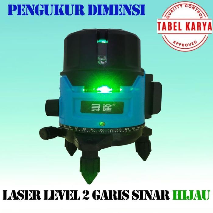 

LASER LEVEL 2 LINE SINAR HIJAU LEVELING LASER 2 GARIS PENGUKUR DIMENSI