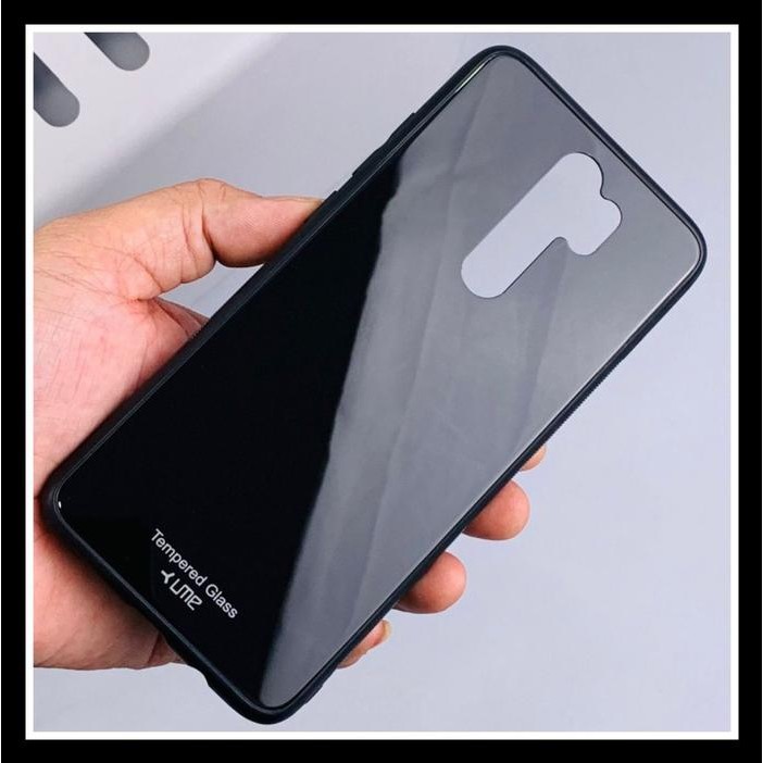 Xiaomi Redmi Note 8 Pro Ume Glass Case Color Black Original Hard Case Casing Tempered Cover Soft