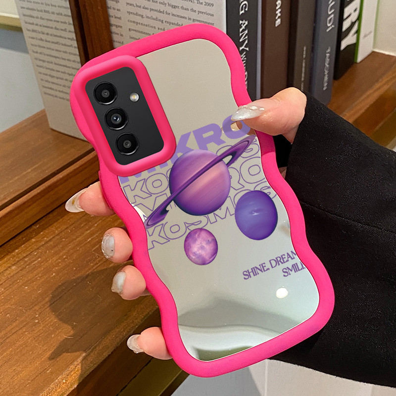 Casing HP Untuk Samsung A24 Case Saturnus Ungu Macaron Softcase Silikon lunak Kasing Kesing cermin C