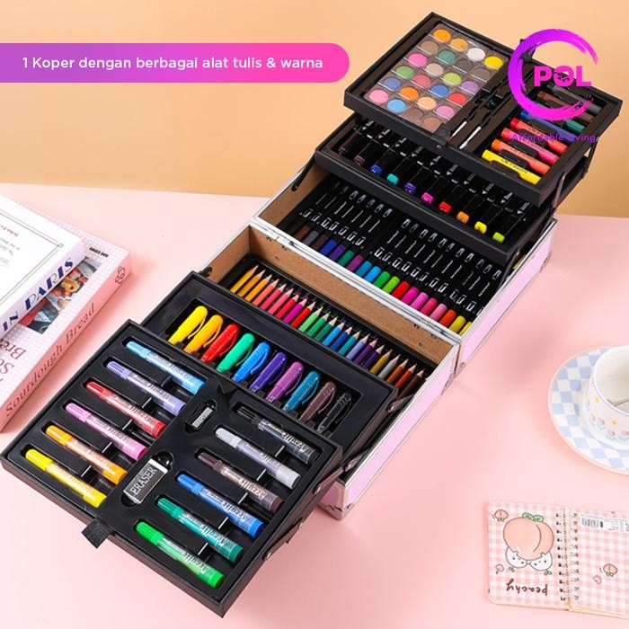 

[POL] COD SNI Crayon Art Set 128pcs & 133pcs Koper Alumunium Besi Krayon Pensil Warna
