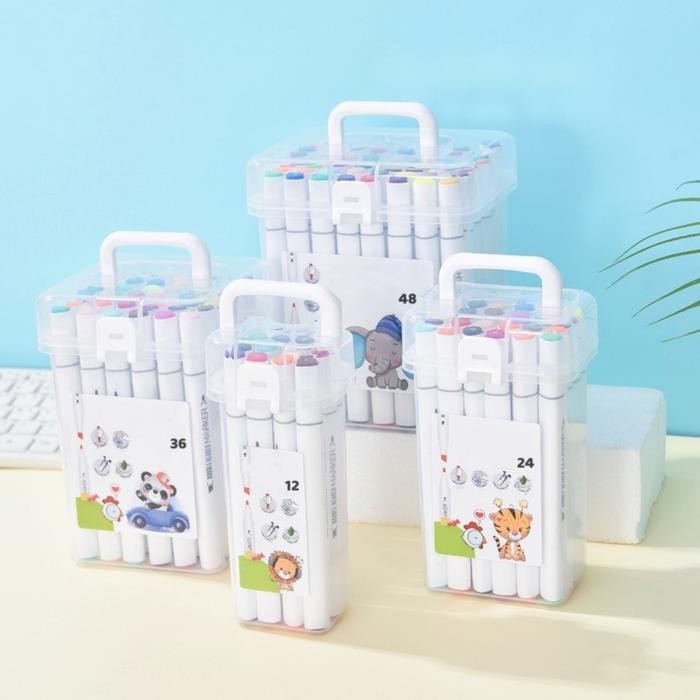 

Spidol set 12/24/36 warna Sketch marker spidol warna 2in1 Spidol sketsa double tip dasar berkepala