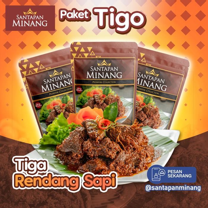 

Diskon! Promo Paket Tigo Rendang Daging Sapi Asli Khas Padang Santapan Minang