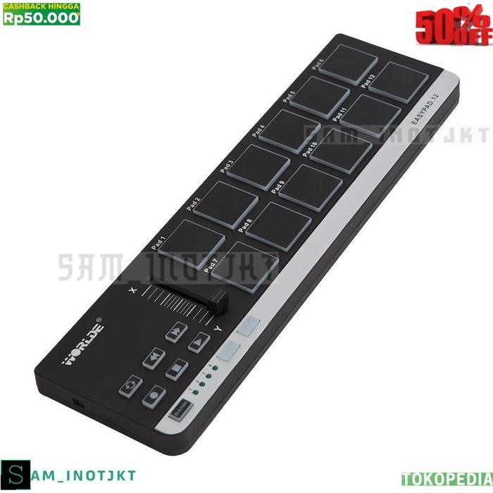 Bisa Spk Pengontrol Worlde Easypad.12 Controller Midi Usb 12 Drum Pad Portable
