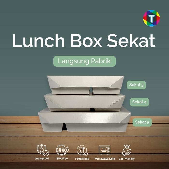 JT Lunch Box Polos Sekat 3, 4 & 5 / Paper Lunch Box Sekat Bento Eceran