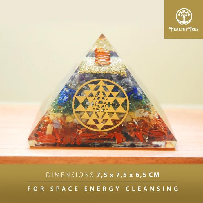 PYRAMID ORGONITE 7 CHAKRA WITH SRI YANTRA MANDALA UNTUK ENERGY CLEANSING, HEALING DAN PROTECTION