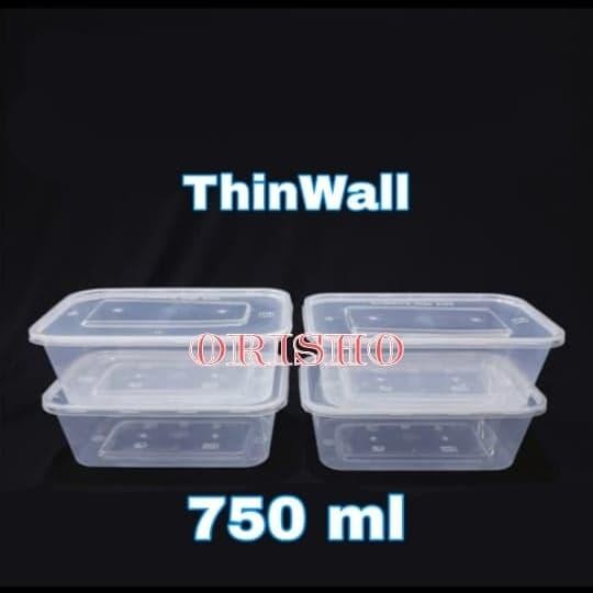 JT kotak plastik 750 ml [25 pcs] Thinwall kotak bening box plastik