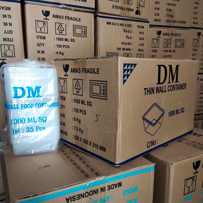JT THINWALL DM SQUARE 1000 ML SQ - 1000ML SQ PERSEGI - 150 SET