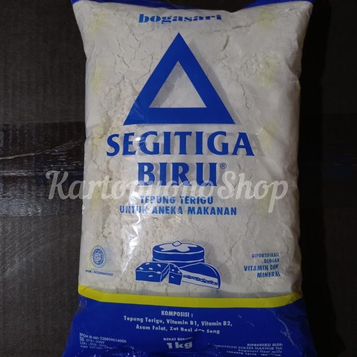

Promo Terlaris Tepung Terigu Segitiga Biru Bogasari 1kg Per Dus isi 12kg Ready