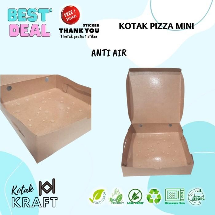 (Allthebest) Box Pizza Mini Kraft Laminasi, Packaging Souvenir, Dus Donat MIni