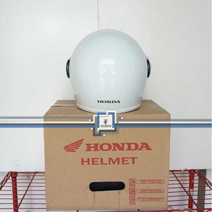 Helm Honda Scoopy White Trxs Trx S Ori & Sni Half Face Retro -