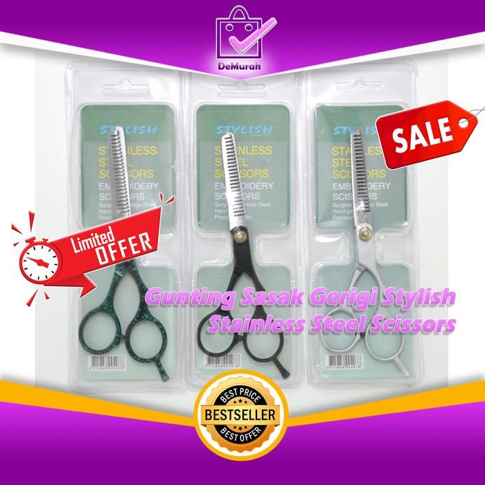 

ID SKU-0289 GUNTING SASAK GERIGI STYLISH STAINLESS STEEL SCISSORS