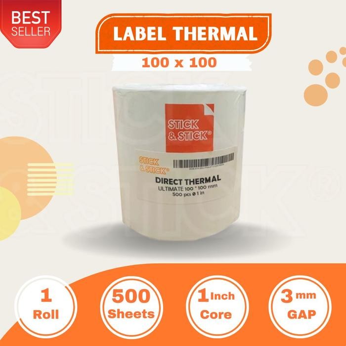 

ID LABEL STICKER THERMAL BARCODE 100X100 MM 500 PCS CORE 1 INCH