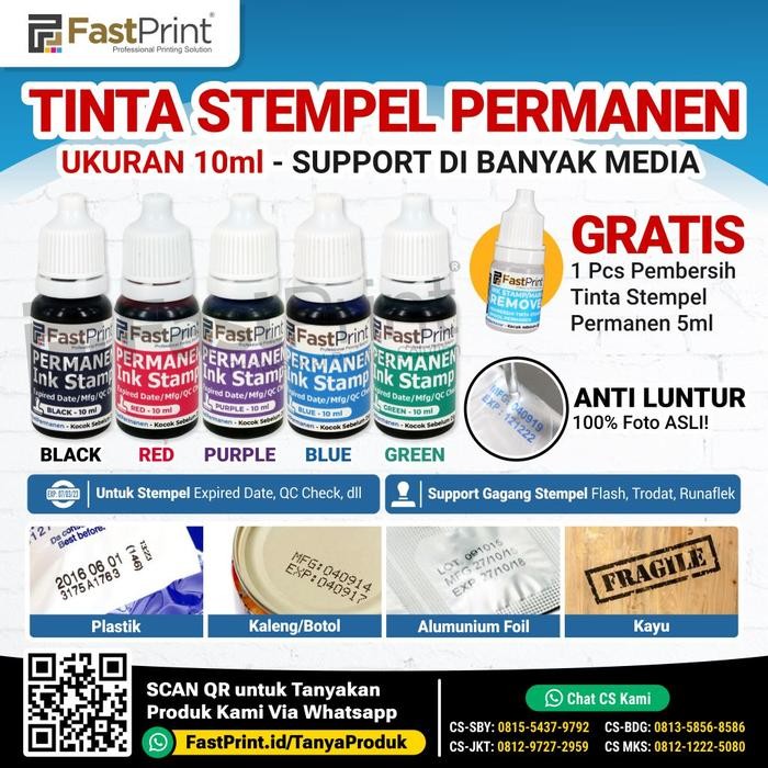 

ID FAST PRINT INK TINTA STEMPEL PERMANEN EXPIRED DATE PLASTIK BESI 10 ML