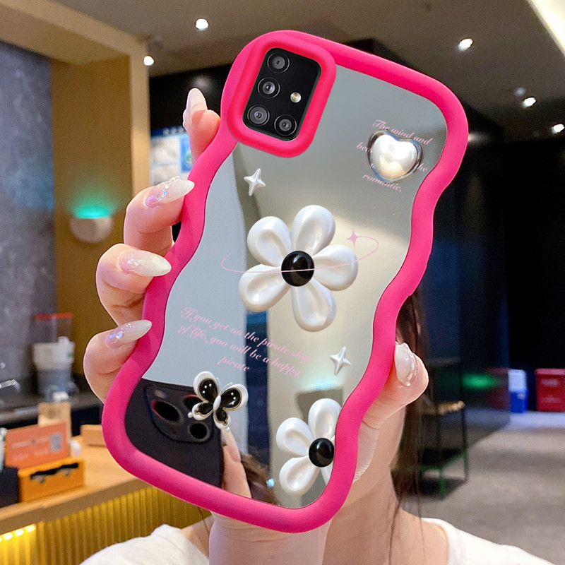Casing Untuk Samsung A51 M40s Case Casing Hati Ungu Gelombang Cermin Silikon Softcase HP Cesing Kasi