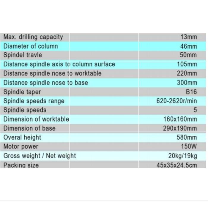 Stok Terbatas Westlake Drilling Machine Zhx13 I / Mesin Bor Duduk Mini Zhx13I