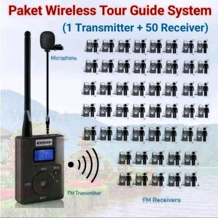 Paket Wireless Tour Guide System 1 Transmitter+ 50 Receiver (cocok untuk Umroh) Lcd